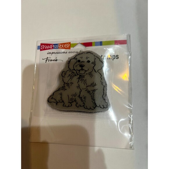 New Stampendous RUBBER STAMP cling KITTY KISS DOG - Picture 1 of 2